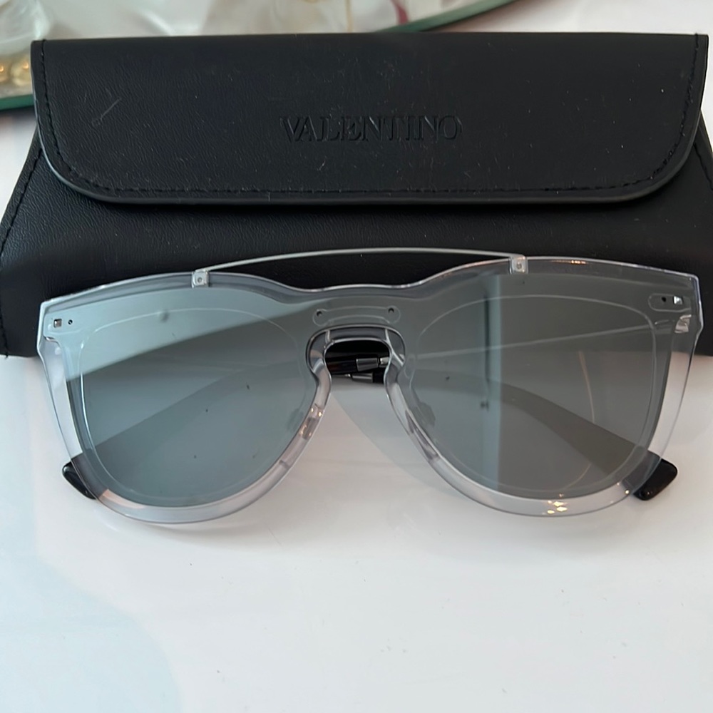 Valentino clear and black sunglasses with case.